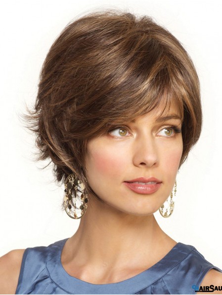 Natural Blonde Short Wavy Layered Lace Front Wigs