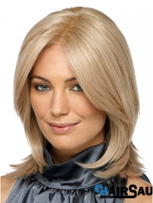 Shoulder Length Without Bangs Straight Blonde Designed Synthetic Wigs