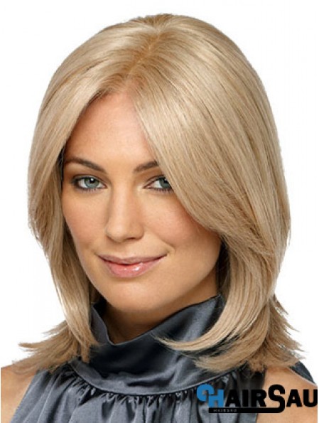 Shoulder Length Without Bangs Straight Blonde Designed Synthetic Wigs