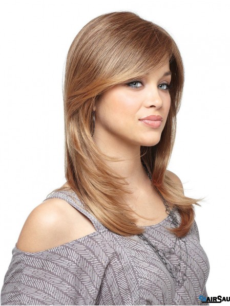 Popular Auburn Straight Layered Lace Front Long Wigs