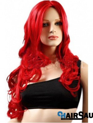 Lace Wigs Synthetic With Synthetic Red Color Wavy Style