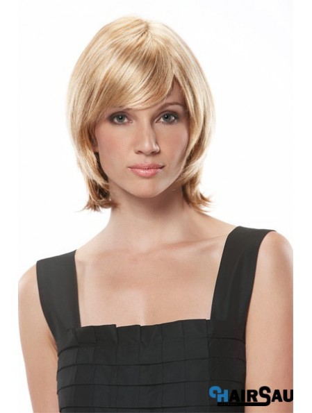 Chin Length Straight Monofilament Blonde Fashionable Bob Wigs