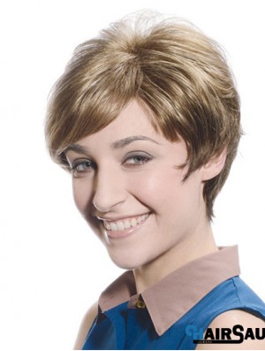 Soft Brown Short Boycuts Straight Glueless Lace Front Wigs