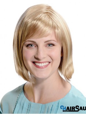 Straight Chin Length Blonde 11 inch Capless Comfortable Bob Wigs