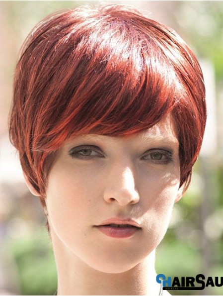 Incredible 8 inch Straight Red Boycuts Short Wigs