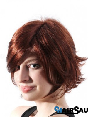 Chin Length Layered Wavy Auburn Natural Synthetic Wigs