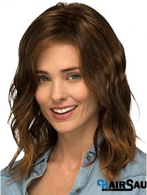 Without Bangs Brown Curly Shoulder Length 14 inch Popular Medium Wigs