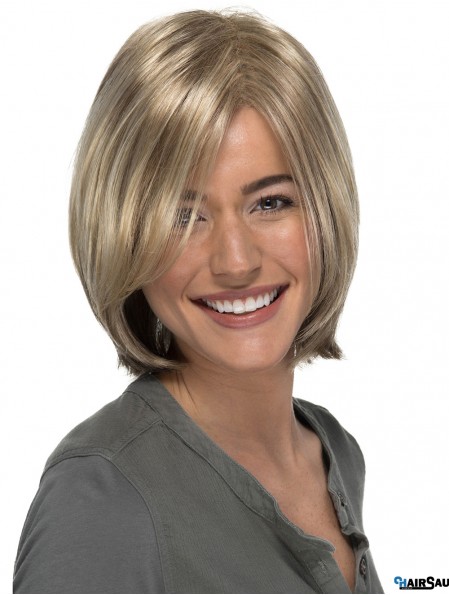 Capless Straight Blonde Bobs 11 inch Ladies Synthetic Wigs