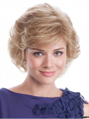 Blonde Wavy 9 inch Capless Wig For Women Classic Style