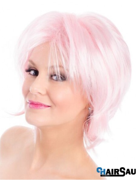 Straight Bobs Pink 8 inch Capless Wig Fashion