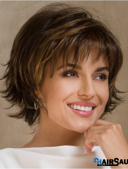 Synthetic Bobs Brown Wavy 9 inch Medium Wig