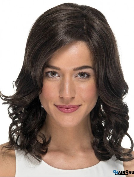 Curly Without Bangs Black 14 inch Monofilament Cheap Wigs For Cancer Patients