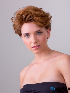 Copper Short Synthetic 8 inch Wavy Layered Front Lace Wigs