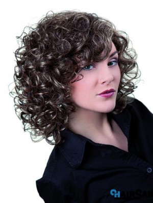 Grey Shoulder Length Synthetic 13 inch Curly Layered Cheap Lace Wigs