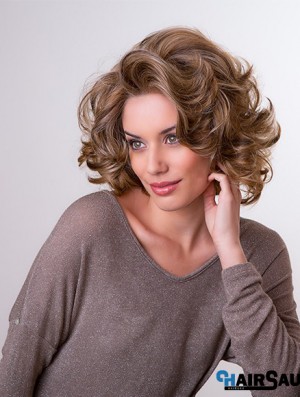 Brown 11 inch Layered Wavy Capless Synthetic Medium Wigs For Women