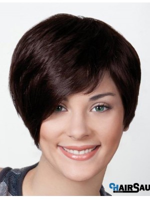 Black Boycuts Short 8 inch Straight Synthetic Monofilament Wig Sale