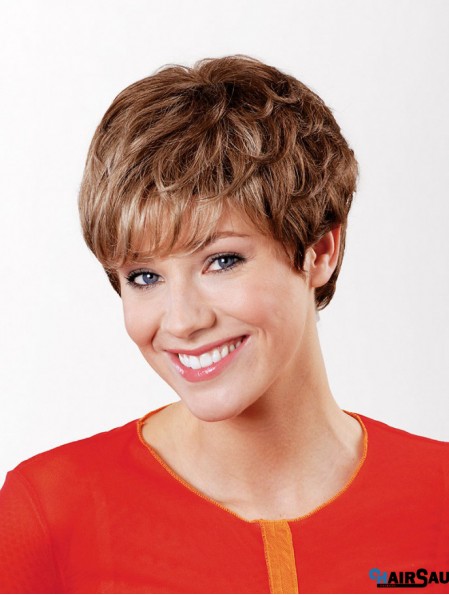 Synthetic Capless 6 inch Boycuts Straight Copper Short Hair Wig