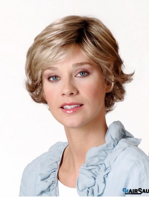 Synthetic Capless 8 inch Layered Wavy Blonde Short Ladies Wigs