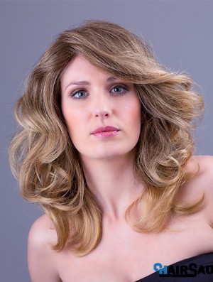 Synthetic Blonde Wavy 14 inch Monofilament Layered Wigs Long