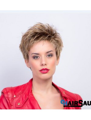 Synthetic Capless 4 inch Boycuts Straight Auburn Short Wig