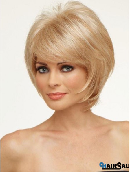 Copper With Bangs Straight 8 inch Chin Length Monofilament Hair Topper