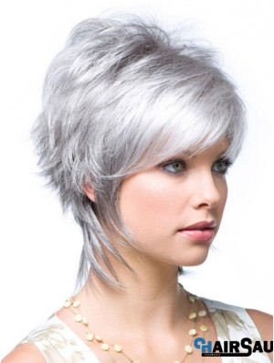 Wavy Cheap Grey Short Ladies Wigs Lace Front