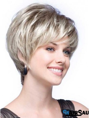 Grey Wigs With Synthetic Short Length Wavy Style