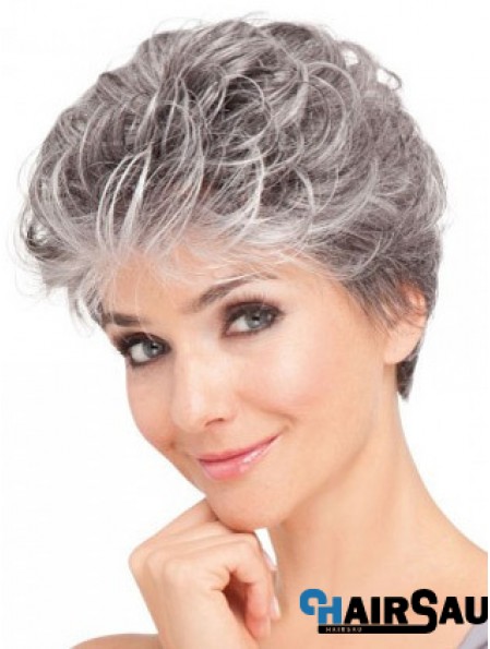 Wavy Short Synthetic Wigs For Elderly Lady 