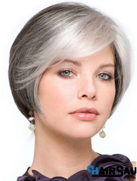 Grey Wig With Lace Front Grey Cut Straight Style