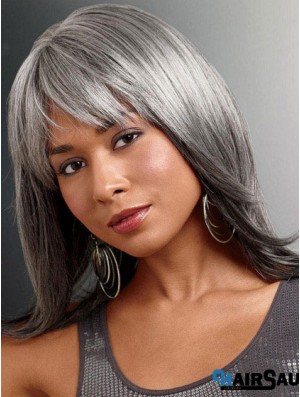 Wigs For The Older Lady UK With Lace Front Straight Style Grey Cut