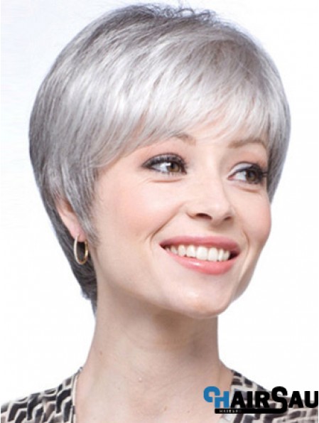 Grey Wigs For Women With Lace Front Grey Cut Short Length