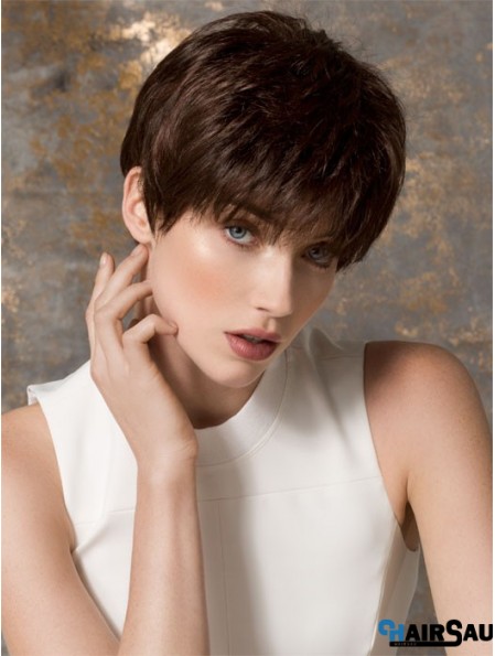 Boycuts Cropped Brown Straight Fashion Petite Wigs