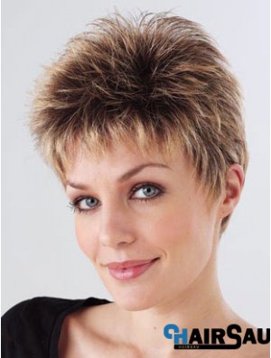 Synthetic Cropped Monofilam Boycuts Hand Tied Mono Petite Wigs