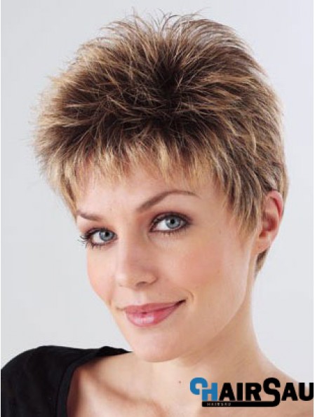 Synthetic Cropped Monofilam Boycuts Hand Tied Mono Petite Wigs