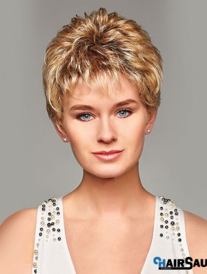 Mono Hair Toppers UK Cropped Length Blonde Color Curly Style Boycuts