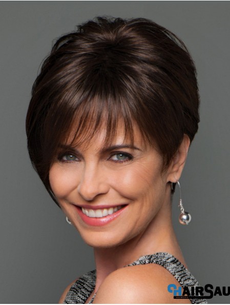 Mono Wigs UK Short Length Brown Color Layered Cut Straight Style