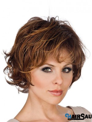 Synthetic Lace Front Wigs Layered Cut Wavy Style Short Length