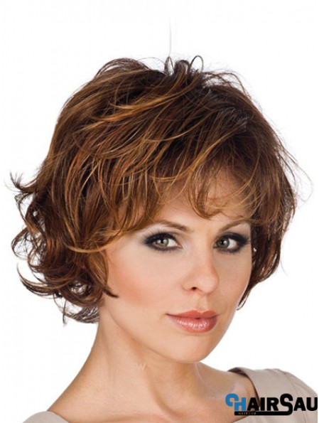 Synthetic Lace Front Wigs Layered Cut Wavy Style Short Length