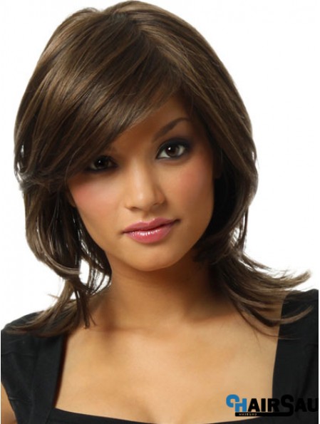 New Brown Chin Length Straight Layered Lace Front Wigs