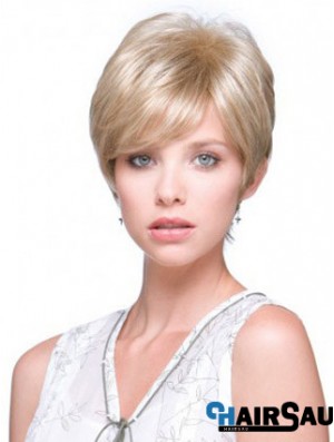 Incredible Blonde Short Straight Boycuts Monofilament Wigs