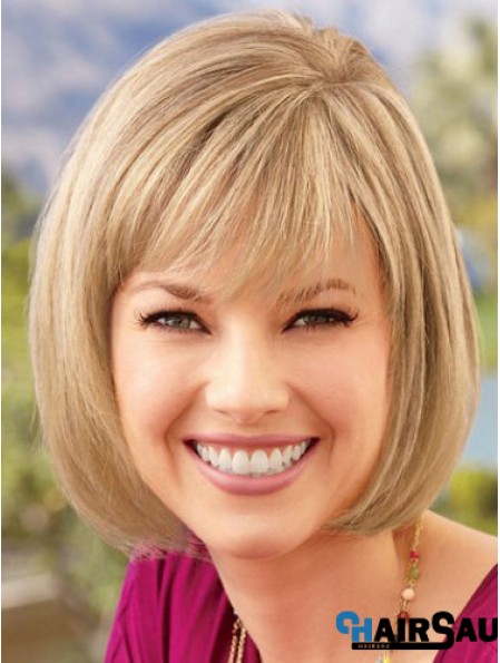 Lace Front Chin Length Straight Blonde Comfortable Bob Wigs