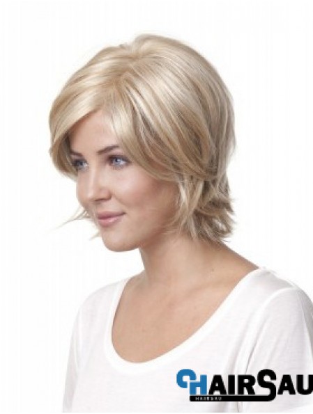 10 inch Blonde Chin Length Layered Straight Discount Lace Wigs