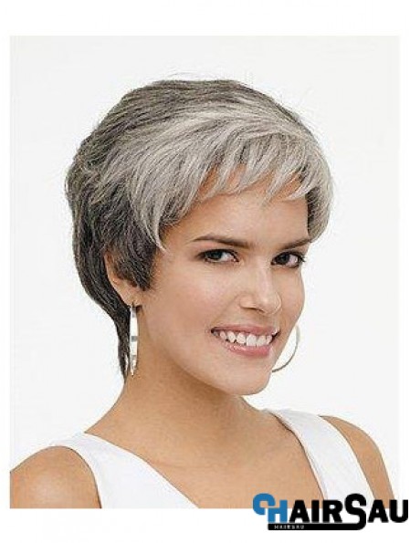 Synthetic Natural Short Wavy Grey Wigs