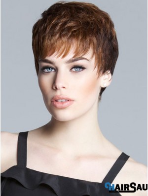 Sassy Brown Cropped Straight Boycuts Lace Front Wigs