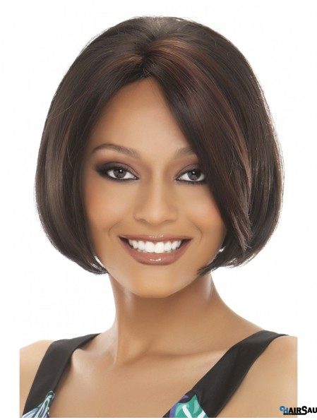 Straight Indian Remy Hair Brown Short Style 3/4 Wigs