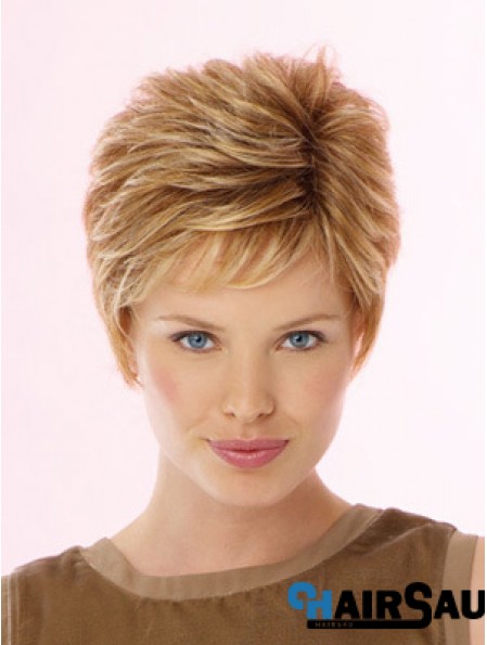 Fabulous Blonde Cropped Wavy Boycuts Lace Front Wigs