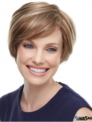 Short Straight Boycuts Blonde Soft 100% Hand-tied Wigs