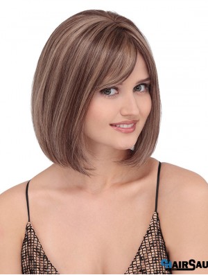 Straight Shoulder Length Blonde 12 inch Lace Front Discount Bob Wigs