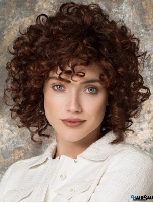 Curly Layered Chin Length Auburn Amazing Lace Front Wigs