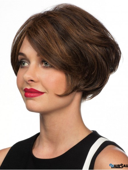 Brown 8 inch Affordable Short Wavy Bobs Lace Wigs